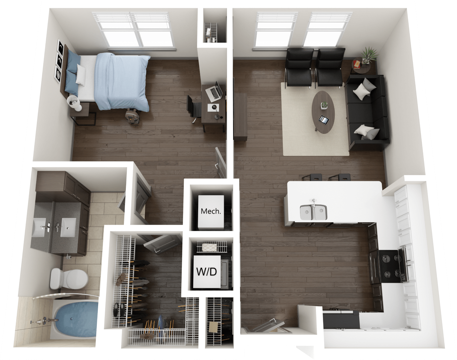 Single Occupancy A1 Floor Plan, 1 Bed 1 Bath